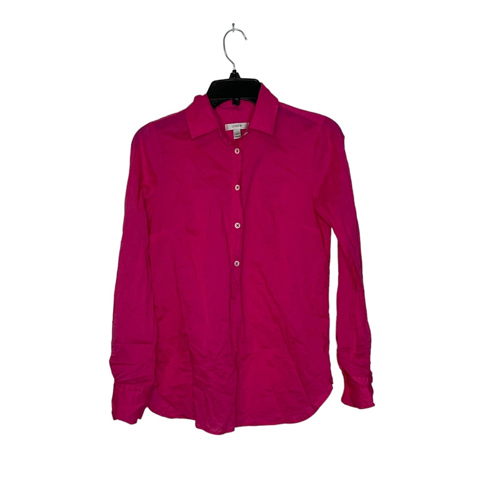 J. Crew 1/2 Button Shirt Size 00 Pink 100% Cotton Womens Lightweight Blouse Top